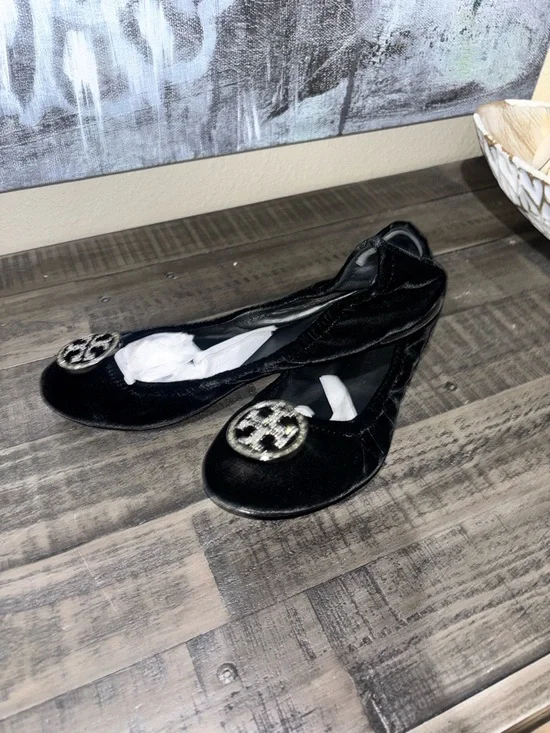 Tory Burch black velvet Reva ballet flats SZ 8 - Picture 5 of 7